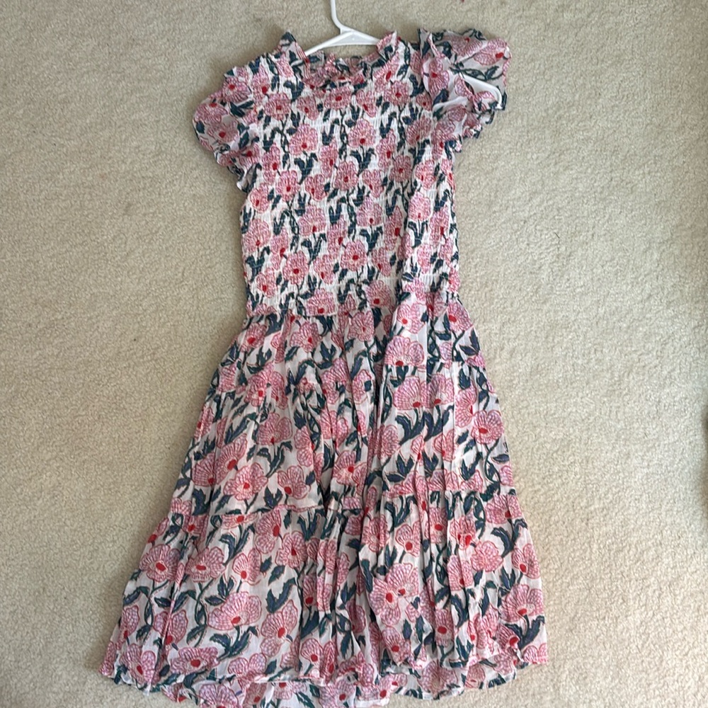 Oliphant smocked flirty short lucia pink dress. SMALL.